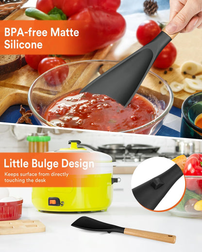 Cooking Spoon for Nonstick Cookwares, Great for Cooking and Serving Sturdy BPA-Free Matte Silicone