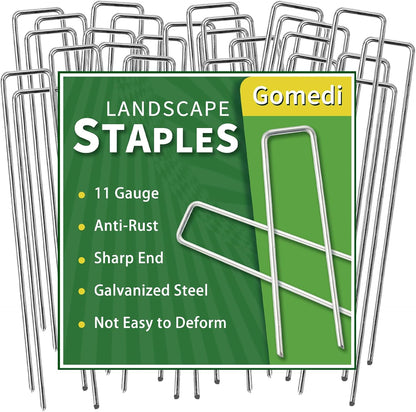 Landscape Staples 12 Inch 60 Pack, Garden Stakes Galvanized Garden Staples 11 Gauge, Plant Cover