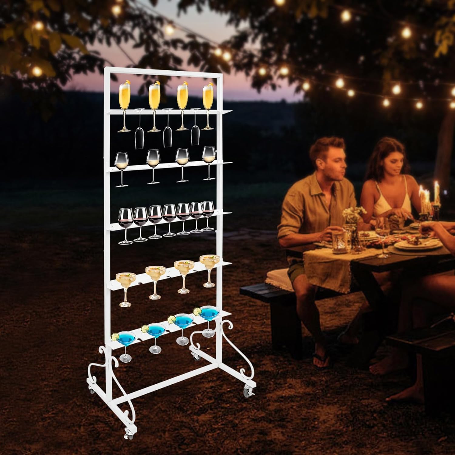 40 Slots Champagne Holder Stand for Party, Wine Glass Display Wall Holder, Stable Wine Glass
