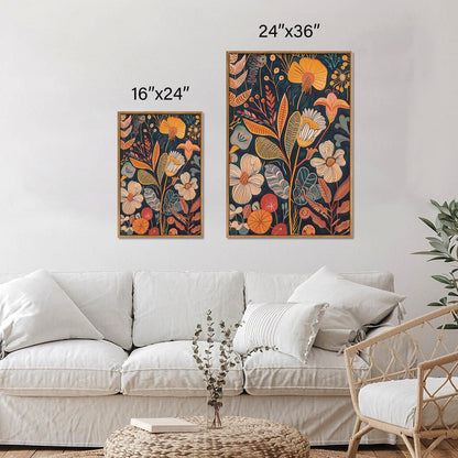 SIGNINART Boho Botanical Framed Canvas Wall Art Set of 3, Mid Century Modern Wall Decor, Burnt