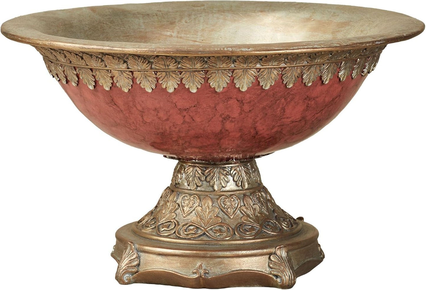Touch of Class Cambria Cinnabar Marbled Traditional Centerpiece Pedestal Bowl Table Decoration