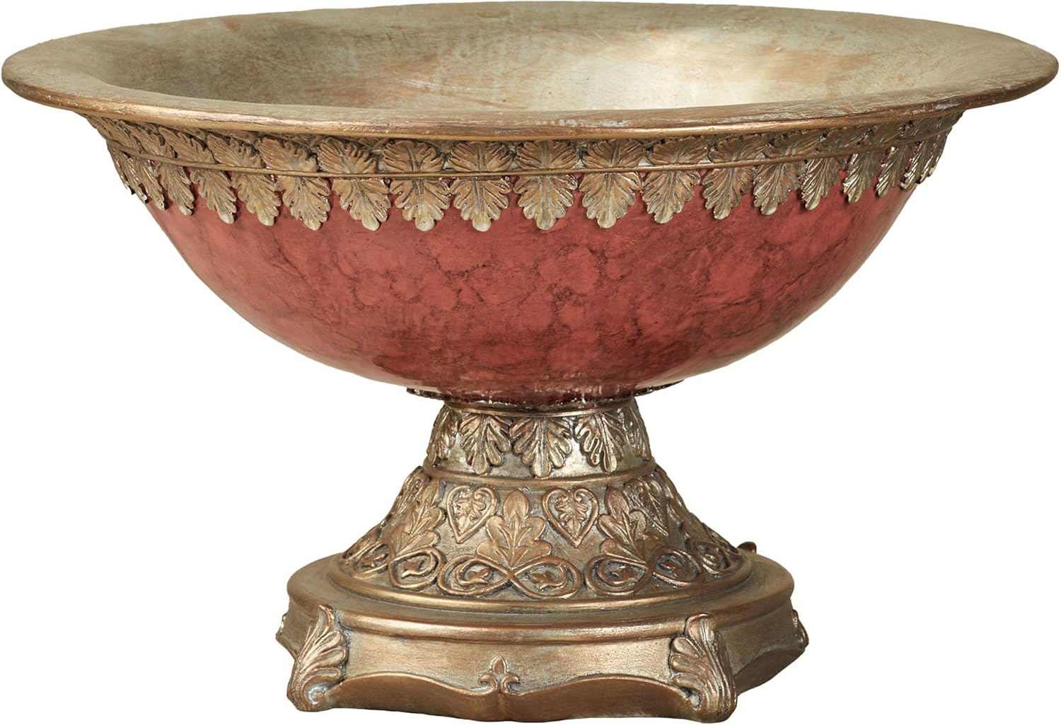 Touch of Class Cambria Cinnabar Marbled Traditional Centerpiece Pedestal Bowl Table Decoration