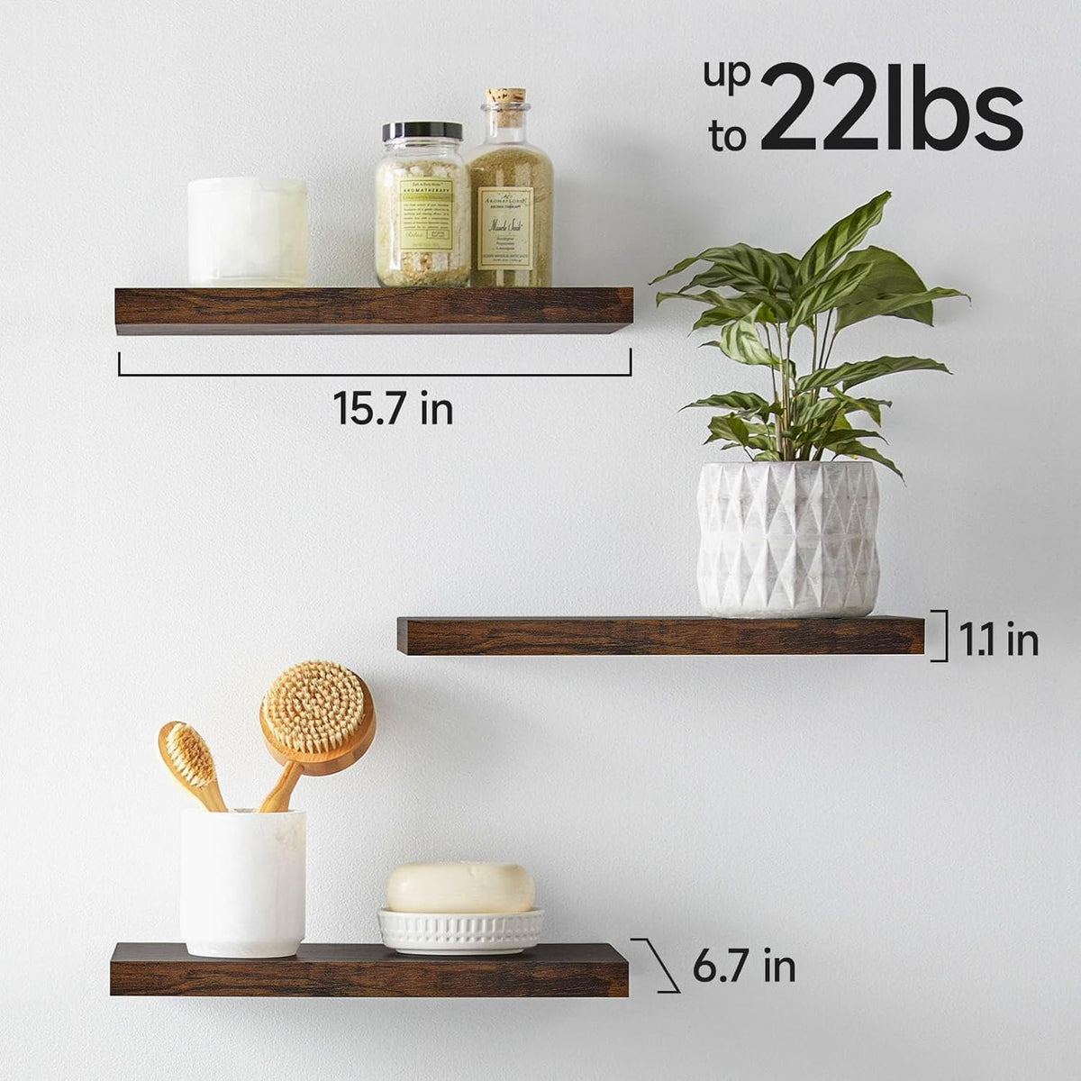 BAYKA Bathroom Floating Shelves for Wall – Bathroom Shelf Over Toilet Farmhouse Rustic Wood for