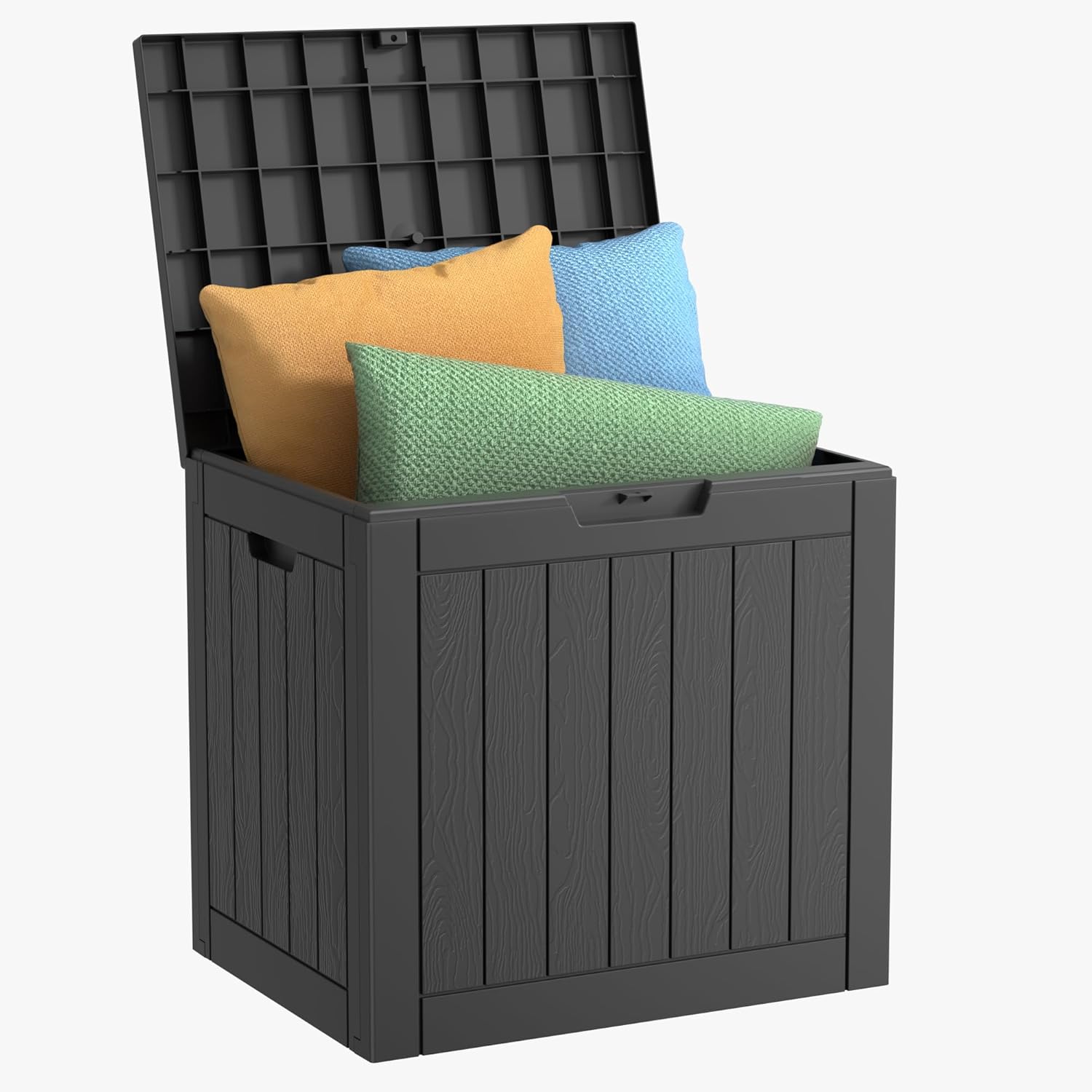 Vixzen 30 Gallon Resin Deck Box - Lockable Outdoor Storage for Patio Cushions, Garden Tools, Pool