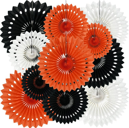 BEISHIDA Black Orange White Hanging Honeycomb Round Paper Fans Decoration Set for New Year Baby