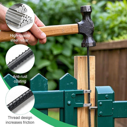 Rebar Stakes 16 Inch, 10 Pack Ground Stakes Heavy Duty with Chisel Point, Straight Metal Stakes for
