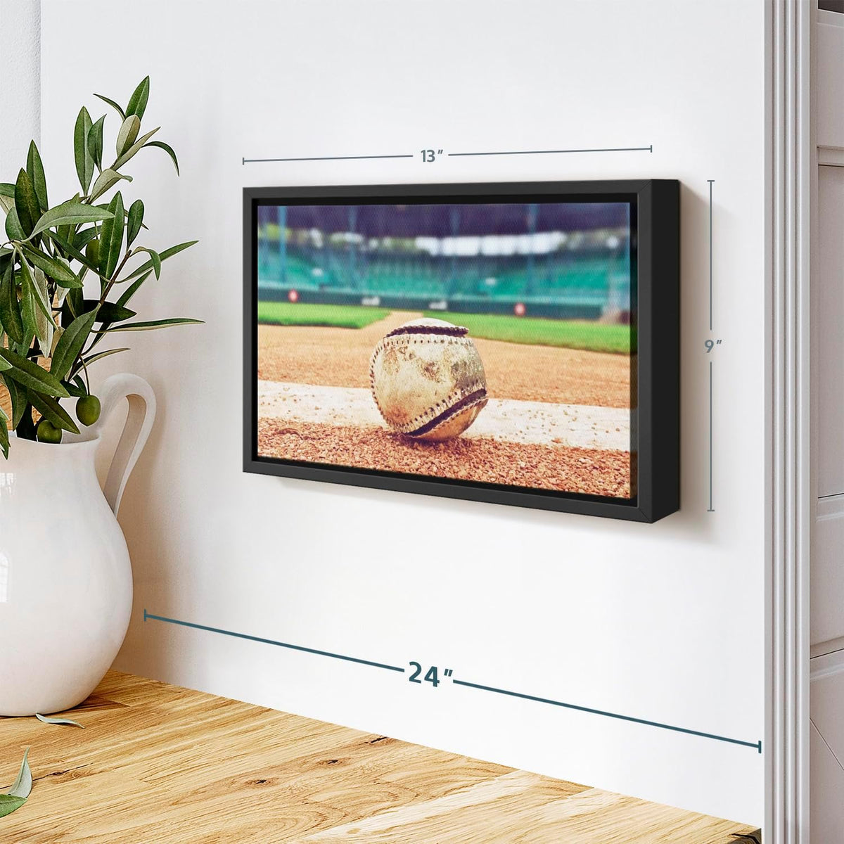 ElephantStock Baseball In Stadium Wall Art - Horizontal Framed Canvas - 1-Piece Living Room Wall