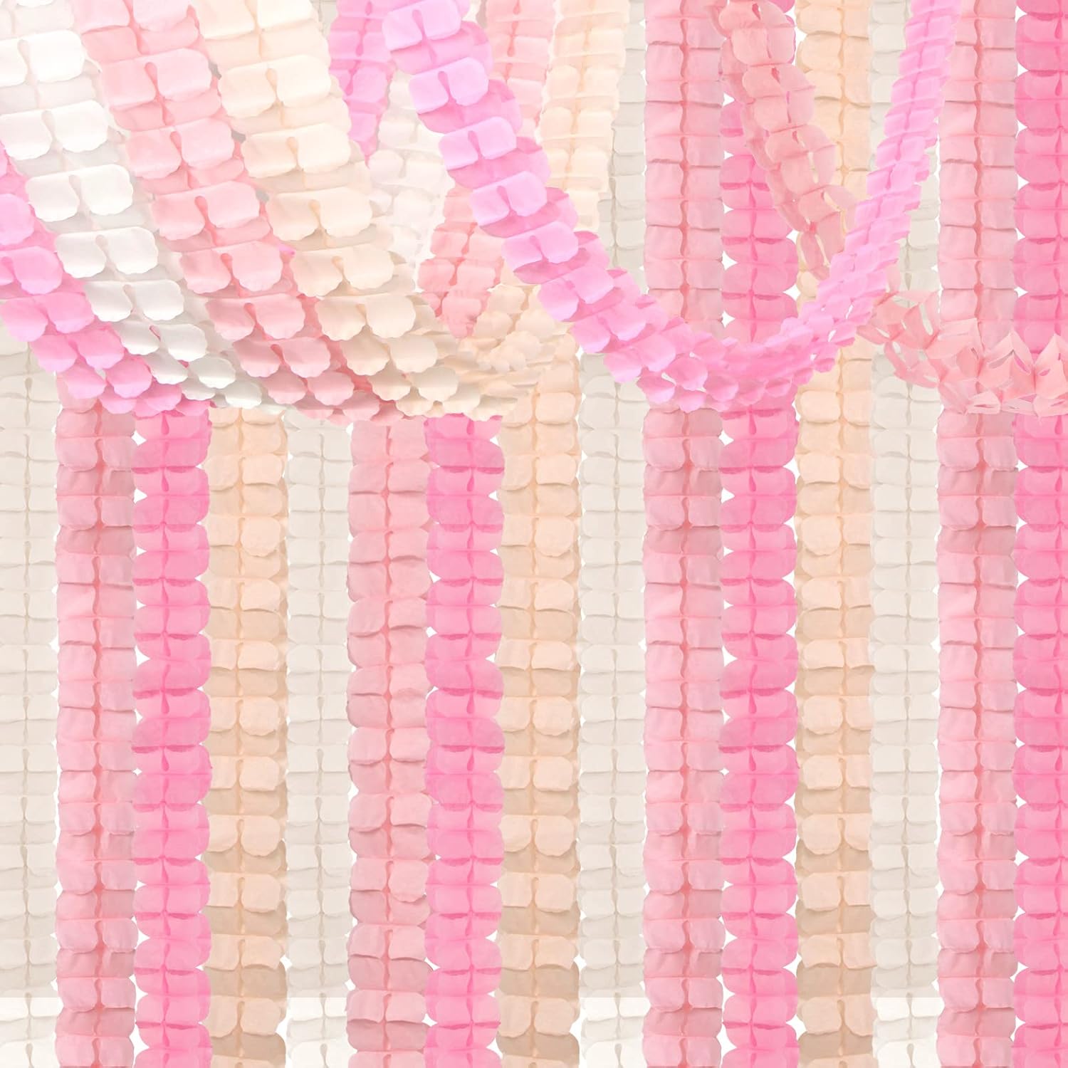 Pink-White Peach Party-Decorations Streamers Garland - 157Ft Four-Leaf Clover Hanging