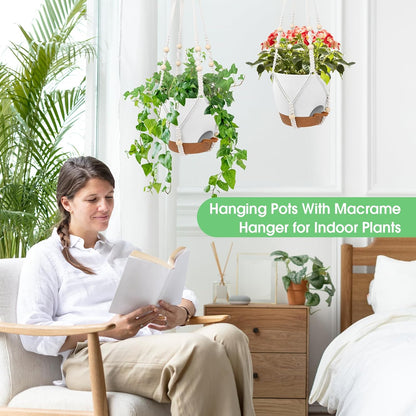 Hanging Planters for Indoor Outdoor Plants, 2 Pack Self Watering Hanging Pots, Hanging Plant