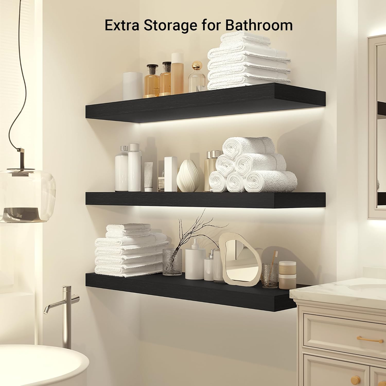 Heimlove 12 Inch Deep Floating Shelves, 48 x 12 inches Long Wall Shelf, Large Display Shelf &