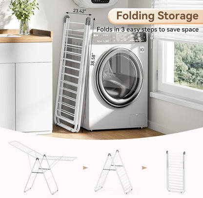 APEXCHASER Clothes Drying Rack, Foldable Drying Rack Clothing, Sturdy Metal Laundry Drying Rack