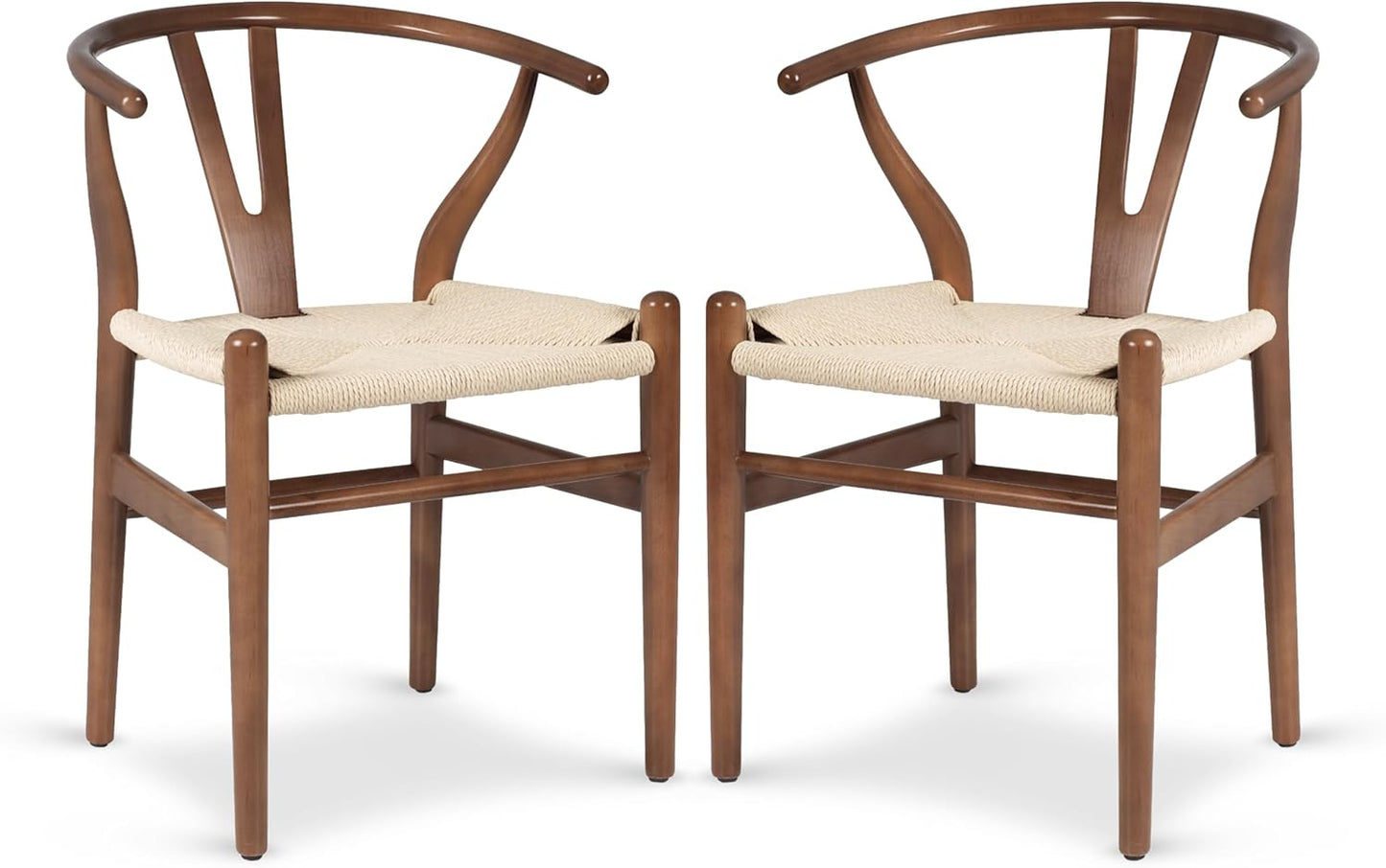 POLY & BARK Weave Dining Chairs – Mid-Century Modern Wishbone Dining Chairs with Arms, Solid Wood