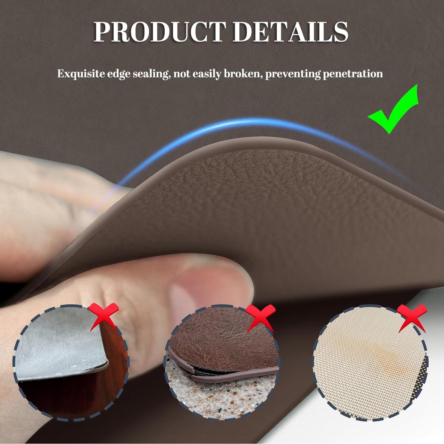BLESWIN Faux Leather Placemats, Set of 6, 12×17 Inch -Double Side Texture Color Table Mats