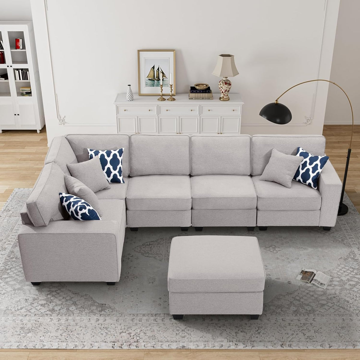 L Lengend Vansen Modular Sectional Sofa U Shaped Couch with Ottoman Modern Reversible Corner