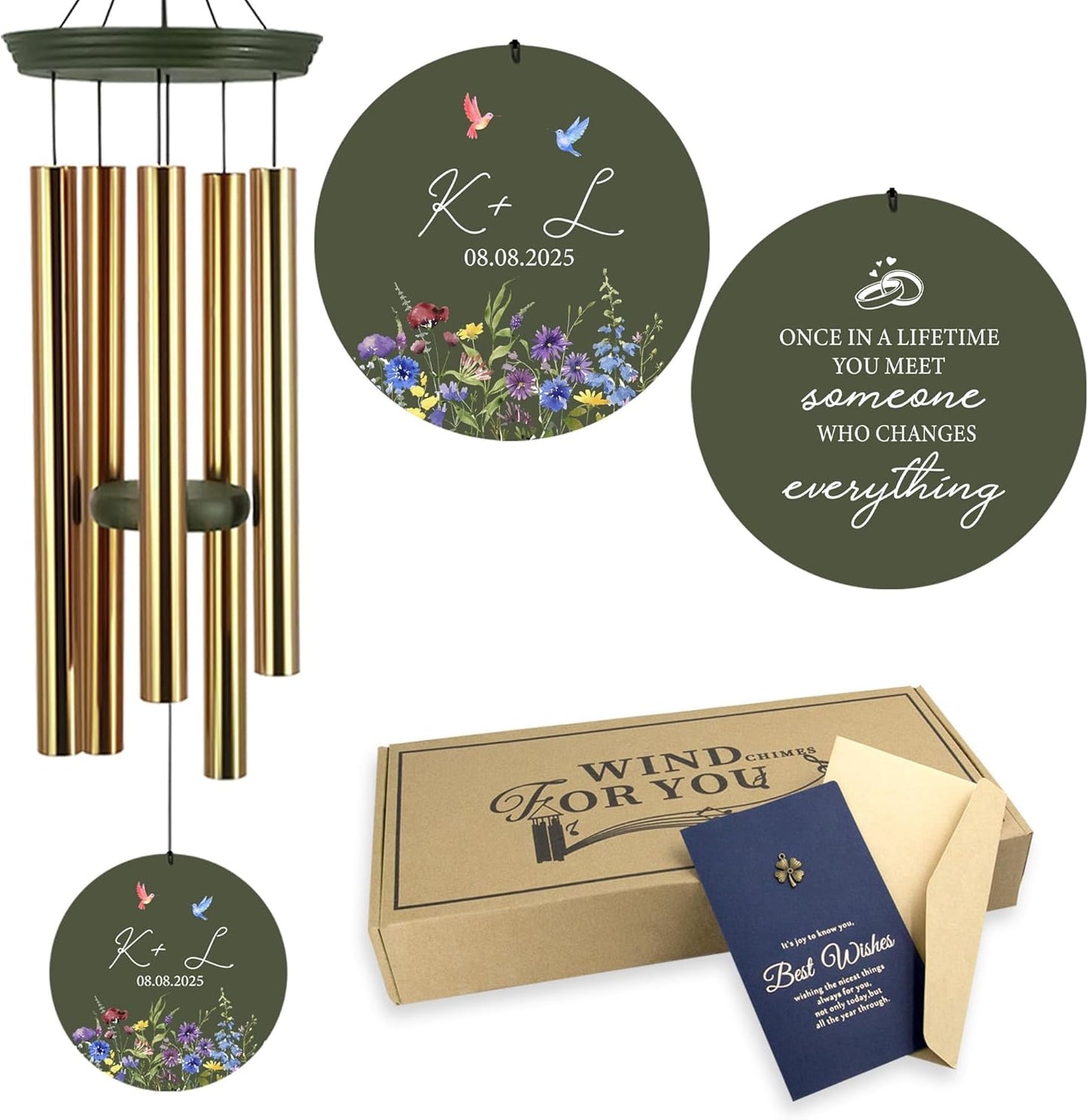 2025 Wedding Wind Chimes for Couple, Deep Tone Personalized Wind Chime, Wedding Gifts for Couples