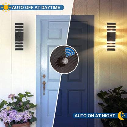 Dusk to Dawn Sensor Outdoor Wall Lights Up Down Porch Lights Modern Exterior Light Fixtures