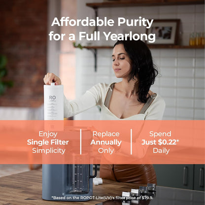 Bluevua RO100ROPOT-Lite(UV) Countertop Reverse Osmosis Water Filter System, 7-Stage Purification