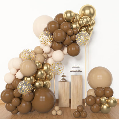 Amandir 153pcs Brown Balloon Garland Arch Kit, Different Sizes 18 12 10 5 inch Brown Nude Latex