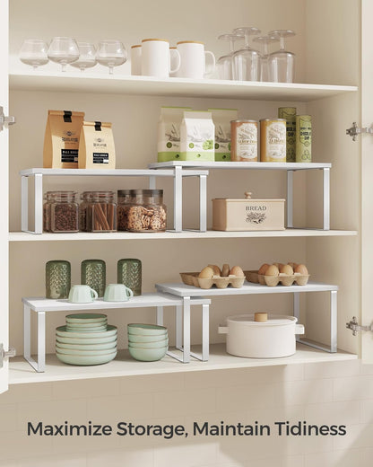 SONGMICS Cabinet Organizer Shelf, Set of 2 Kitchen Counter Shelves, Kitchen Storage, Spice Rack