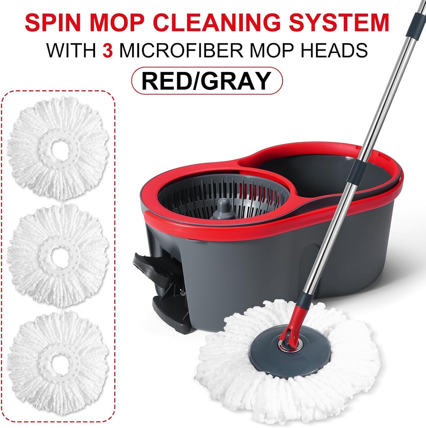 360° Spin Mop and Bucket Set Cleaning System,Mop and Bucket with Wringer Set for Home,Wet Dust Mop
