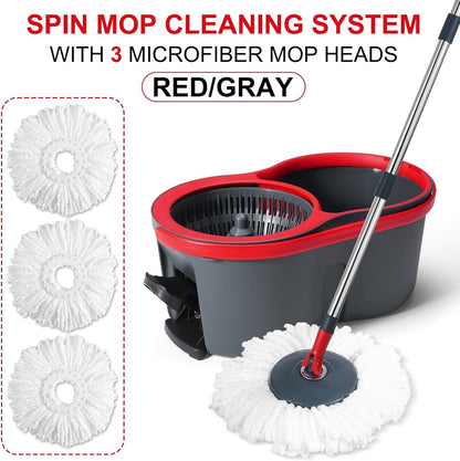 360° Spin Mop and Bucket Set Cleaning System,Mop and Bucket with Wringer Set for Home,Wet Dust Mop