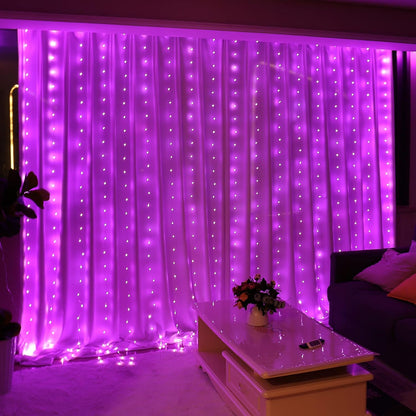 HXWEIYE 300LED Pink Fairy Curtain Lights for Bedroom, 3mx3m 8 Modes USB Plug in Window Christmas