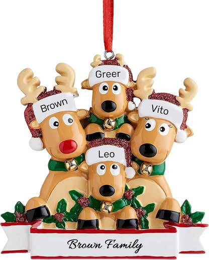 Personalized Christmas Ornaments 2025, Custom Reindeer Family Ornaments for Trees with Names