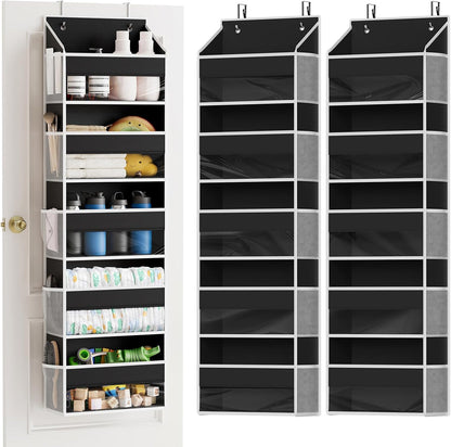 SpaceAid 2 Pack Over The Door Organizer with 5 Large Pockets and 10 Mesh Side Pockets, 5 Layers