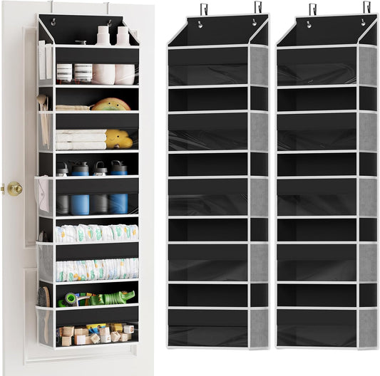 SpaceAid 2 Pack Over The Door Organizer with 5 Large Pockets and 10 Mesh Side Pockets, 5 Layers