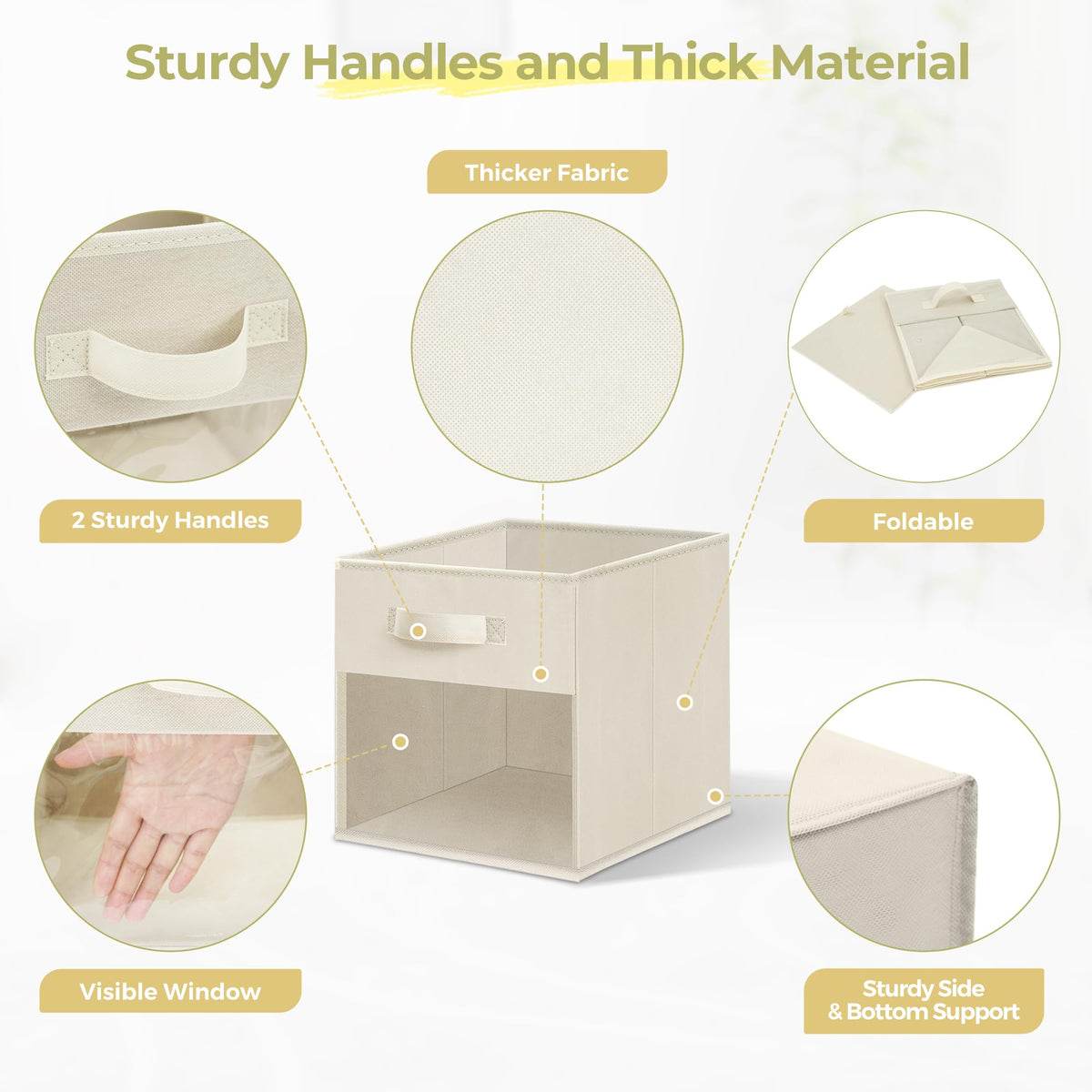 STORAGEIDEAS Storage Bins with Clear Window, 11x11 Storage Cubes, Collapsible Cube Storage Box