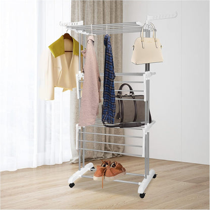 Bigzzia Clothes Drying Rack, Folding Stainless Steel Drying Rack Clothing Indoor Outdoor