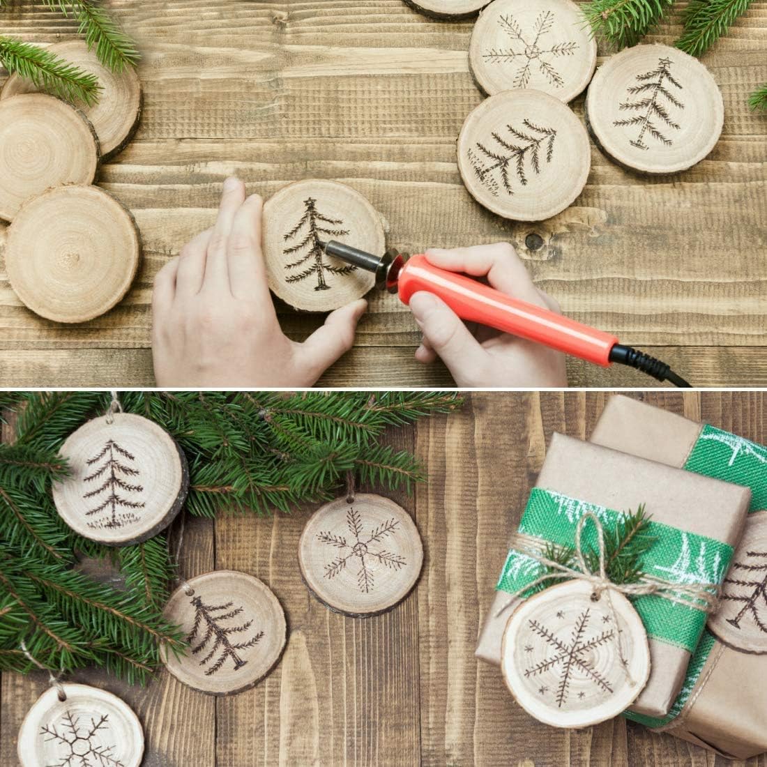 50 Pieces 2.4"-2.8" Natural Wooden Slices,Colovis Unfinished Wood Circles with Holes Tree Bark