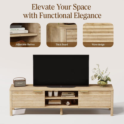 TV Stand for Living Room - up to 65 Inch TVs Mid Century Modern Entertainment Center with Storage