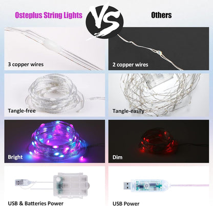 Fairy Lights Battery Operated Color Changing String Lights with Remote, 16.4FT 2 Pack Twinkle