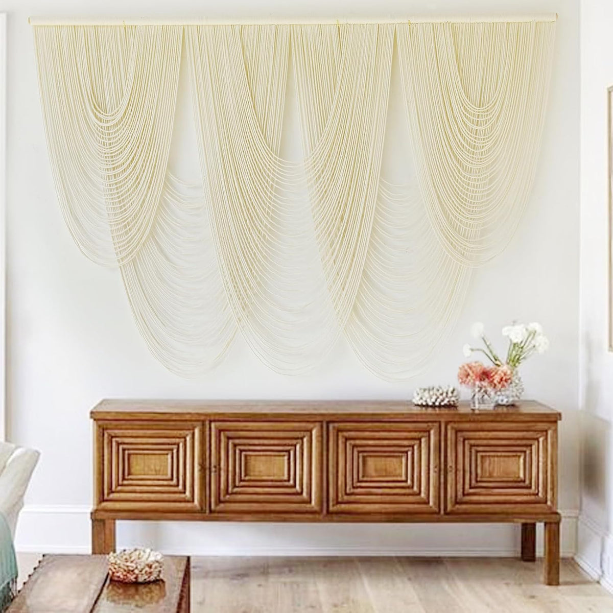 Macrame Wall Hanging Large Macrame Wall Decor Yarn Art 57" W x 41" L For Headboard Bedroom Living