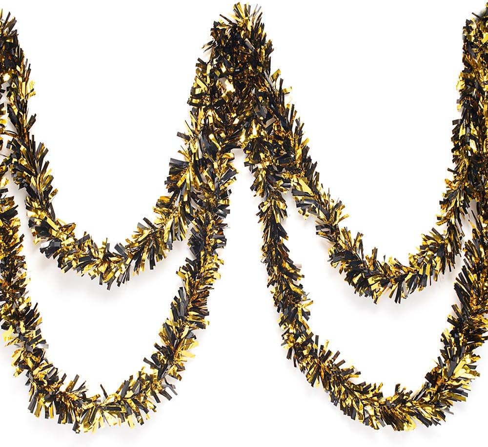 Anderson's Black & Gold Metallic Tinsel Twist for Trailer Or Golf Cart, 4 inches Wide x 25 ft Long
