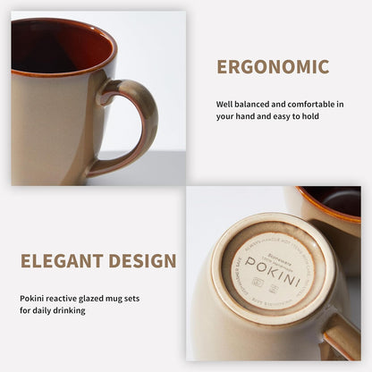 Coffee Mug 16 oz, Ceramic Coffee Mugs Set of 4, Reactive Glaze Mug for Latte/Tea/Cappuccino, Large
