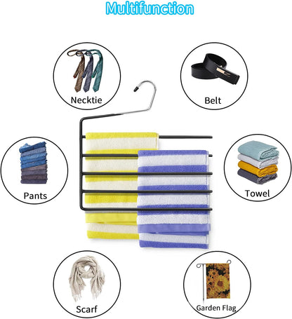 Nature Smile Pants Hangers 3pack, Heavy Duty Multi Layers Space Saving Slack Hangers,Non Slip 5