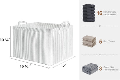 StorageWorks Storage Bins, Fabric Storage Bins for Shelves, Large Storage Baskets with Metal Frame