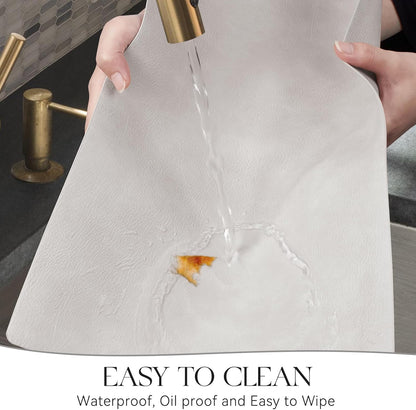 MOSAYT Vinyl Placemats Set of 8-12 X 17 Inch - Faux Leather 100% Waterproof Oil-Proof Wipeable PU