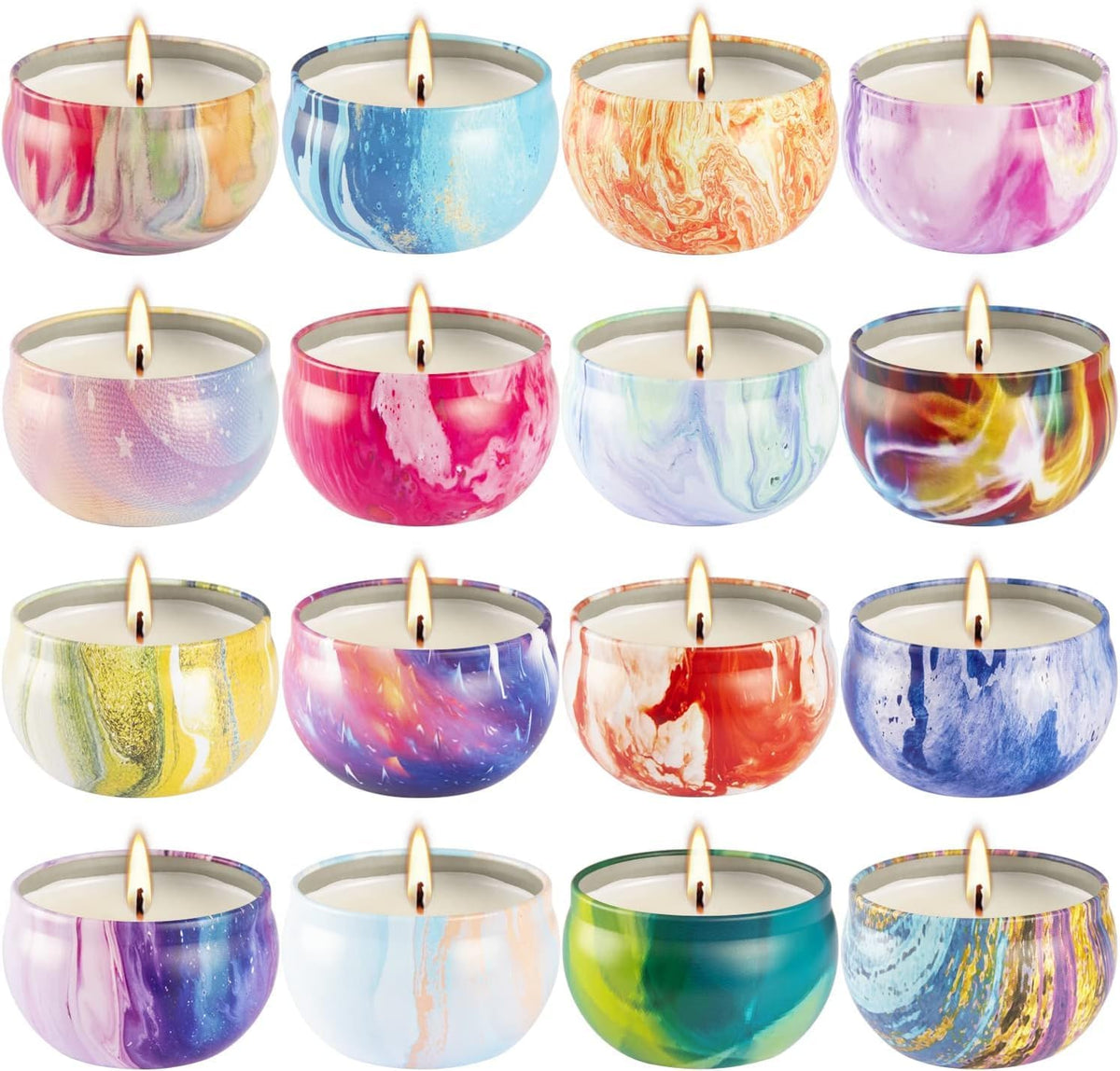 16 Pack Scented Candles Set for Home, Relaxing Stress Relief, Aromatherapy - Natural Soy Wax and