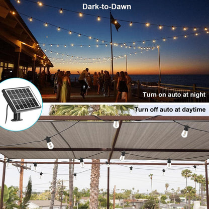 SUNTHIN 100ft Solar String Light Outdoor, USB Rechargeable Patio Solar Outdoor Lights with