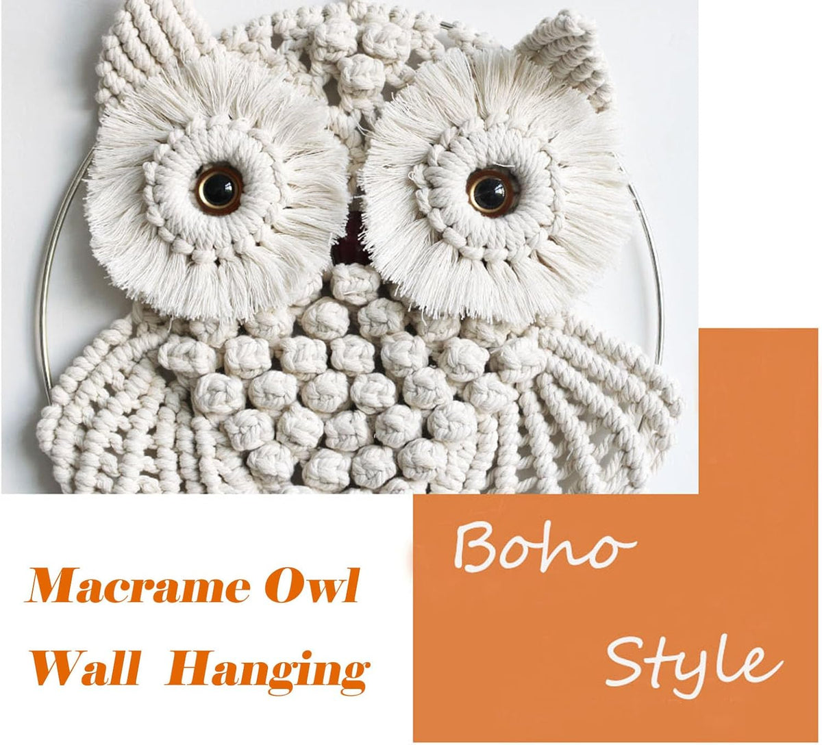 Achart Owl Macrame Wall Hanging-Hand Woven Boho Tapestry-Macrame Wall Decor -Owl Decor for Bedroom