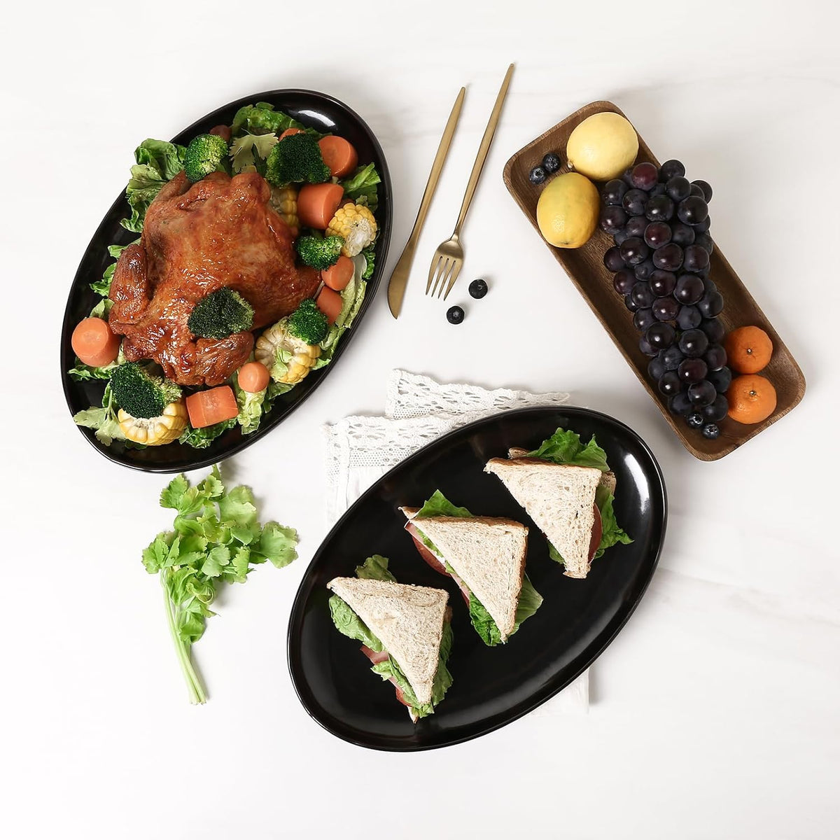 vicrays Serving Platter Ceramic Tray Plates Extra Large Oval 14.5 Inch Porcelain Dinner Plates Long