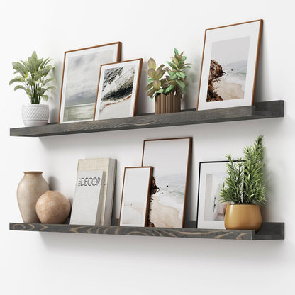 Picture Ledge Shelf, Floating Shelves Set of 2, Solid Pine Wood 55'' Long Large Nursery Book