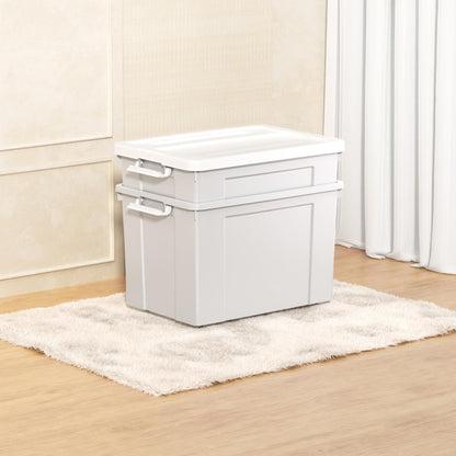 Cetomo Lidded Storage Bin with Handle, Tote Organizing Container with Wheels, Lid and Secure