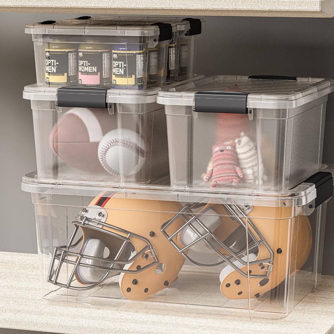 Superio Clear Storage Boxes with Lids, 20 Quart Plastic Container Bins for Organizing, Stackable