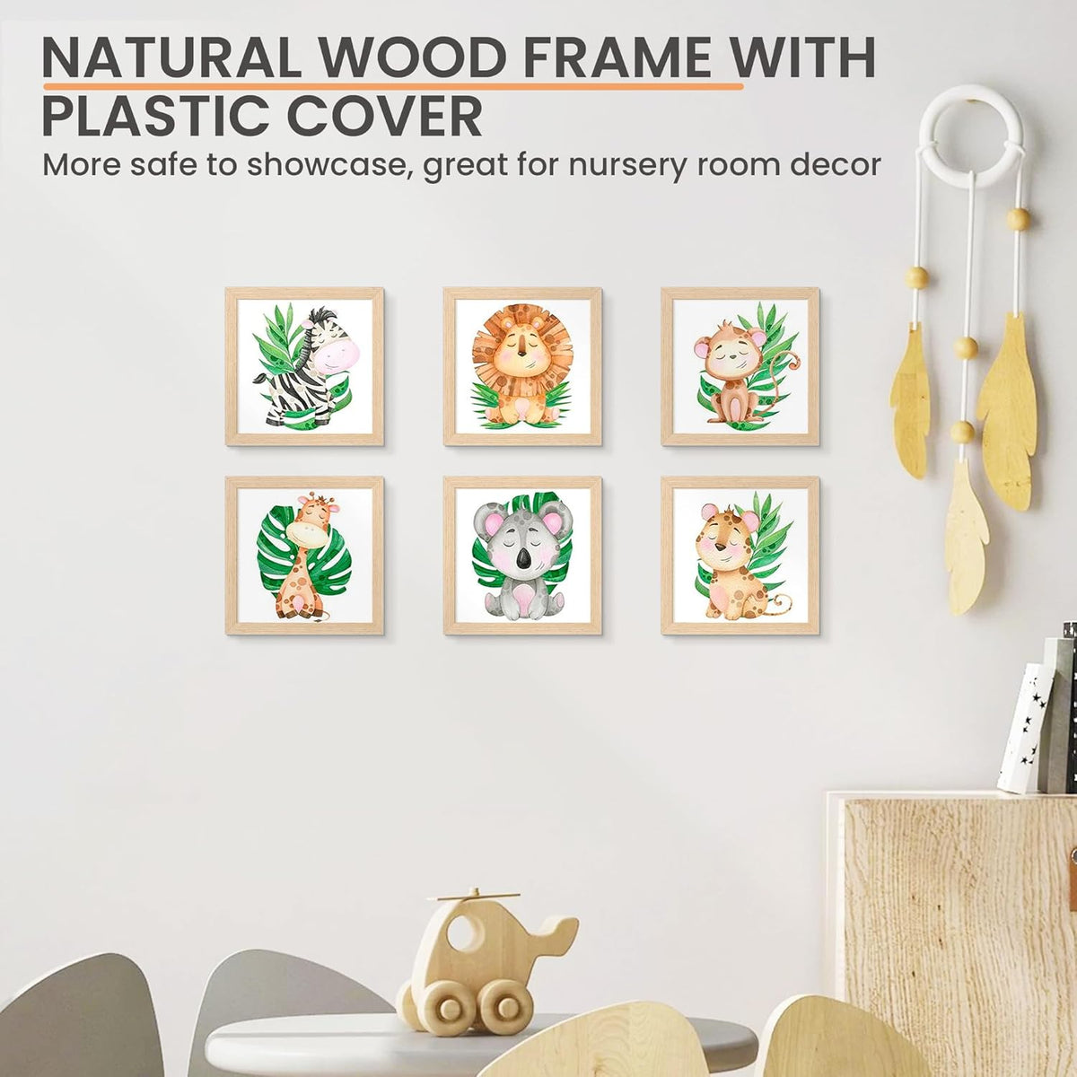 upsimples 8x8 Picture Frames, Natural Solid Wooden Picture Frames, Display 4x4 with Mat or 8 x 8