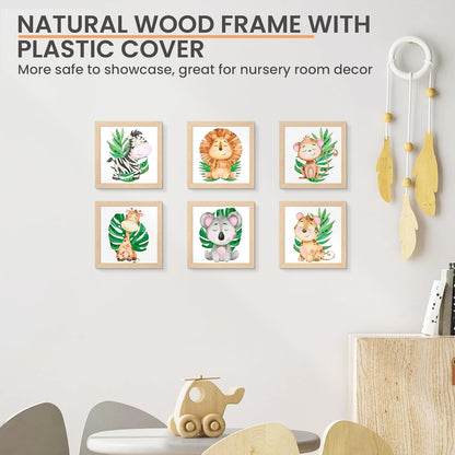 upsimples 8x8 Picture Frames, Natural Solid Wooden Picture Frames, Display 4x4 with Mat or 8 x 8