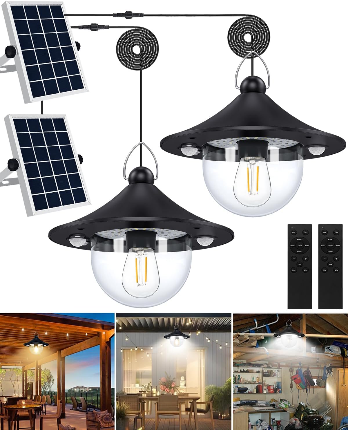 Solar Shed Light Outdoor Indoor 3000LM Solar Lights Daytime Available with Remote Control, Double
